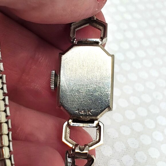 Speidel Hallmark 17 Jewel Yellow & White Gold Vintage Diamond Ladies Watch RUNS - Picture 8 of 16